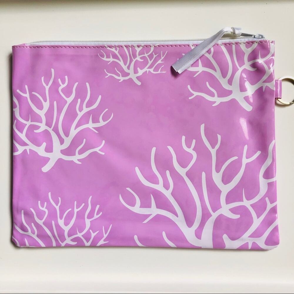 BOUTIQUE • Ocean Coral Reef Purple + White Cosmetics Zippered Makeup Bag